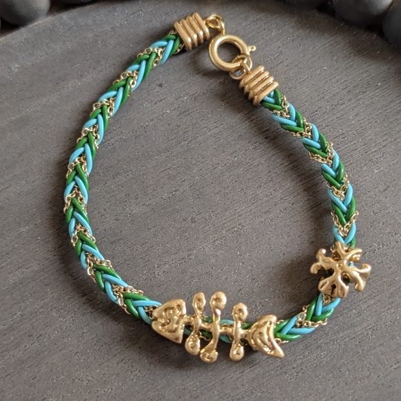 Tory Burch Jewelry - TORY BURCH Fish Braided Logo Bracelet